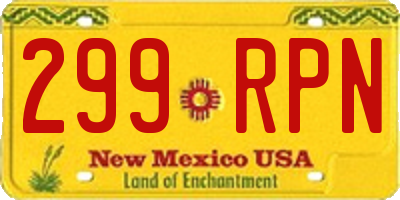 NM license plate 299RPN
