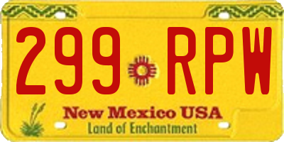 NM license plate 299RPW