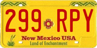 NM license plate 299RPY