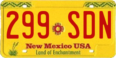NM license plate 299SDN