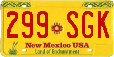 NM license plate 299SGK