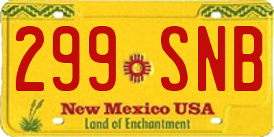 NM license plate 299SNB
