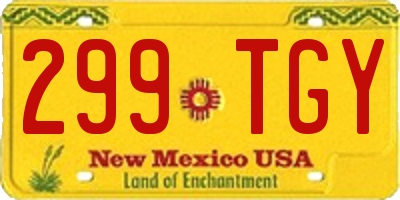 NM license plate 299TGY
