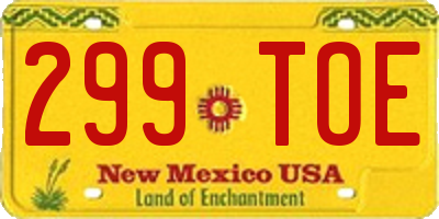 NM license plate 299TOE