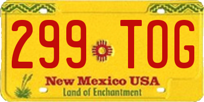 NM license plate 299TOG
