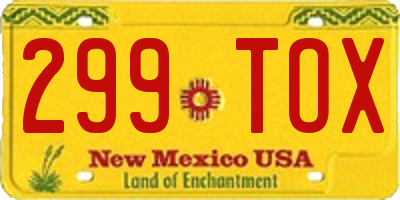 NM license plate 299TOX