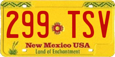 NM license plate 299TSV