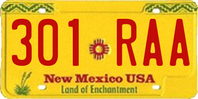 NM license plate 301RAA