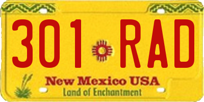 NM license plate 301RAD