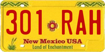 NM license plate 301RAH