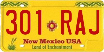 NM license plate 301RAJ