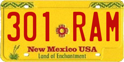 NM license plate 301RAM