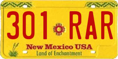 NM license plate 301RAR