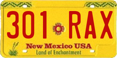 NM license plate 301RAX