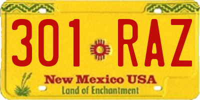 NM license plate 301RAZ
