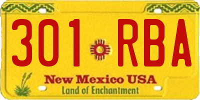 NM license plate 301RBA