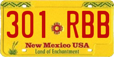 NM license plate 301RBB