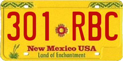 NM license plate 301RBC