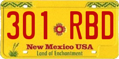 NM license plate 301RBD