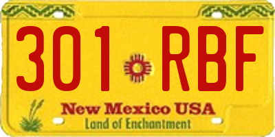 NM license plate 301RBF