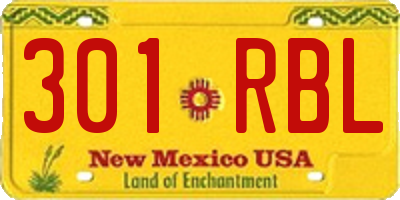 NM license plate 301RBL