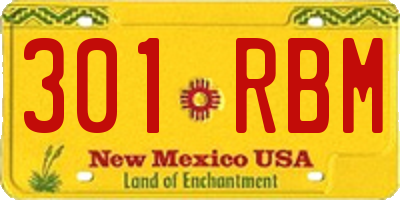 NM license plate 301RBM