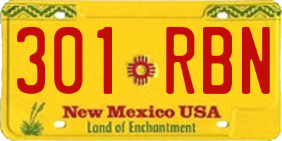 NM license plate 301RBN