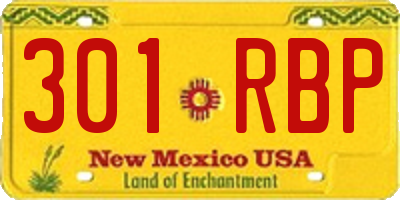 NM license plate 301RBP