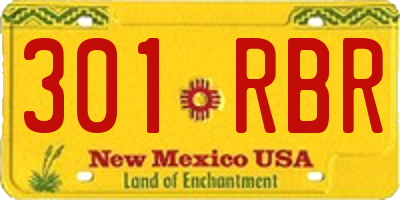 NM license plate 301RBR