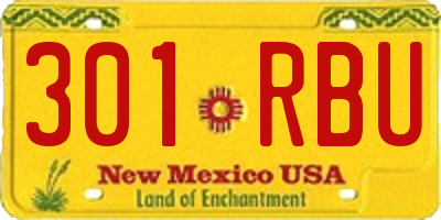 NM license plate 301RBU