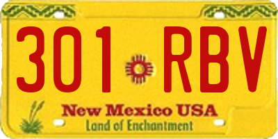 NM license plate 301RBV