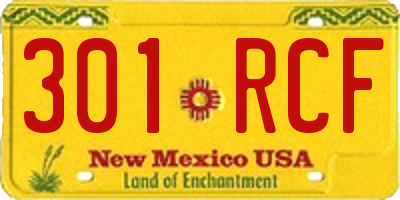 NM license plate 301RCF