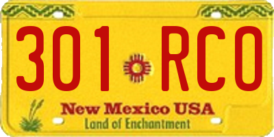 NM license plate 301RCO