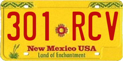NM license plate 301RCV