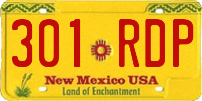 NM license plate 301RDP
