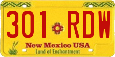NM license plate 301RDW