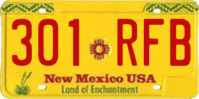 NM license plate 301RFB