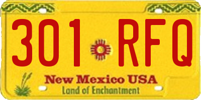 NM license plate 301RFQ