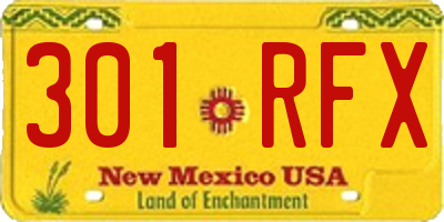 NM license plate 301RFX