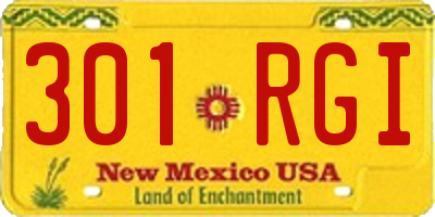 NM license plate 301RGI