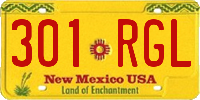 NM license plate 301RGL