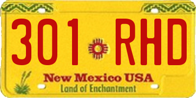 NM license plate 301RHD