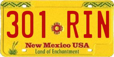 NM license plate 301RIN