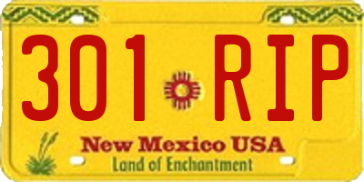 NM license plate 301RIP