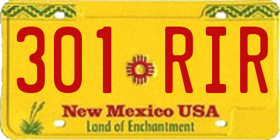 NM license plate 301RIR