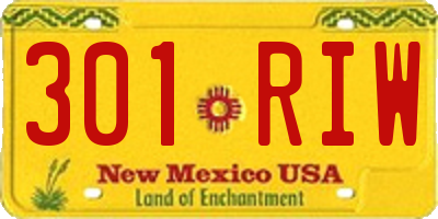 NM license plate 301RIW