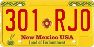 NM license plate 301RJO