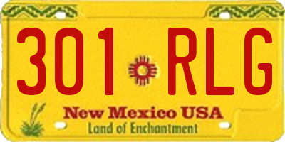 NM license plate 301RLG