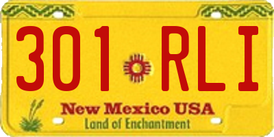 NM license plate 301RLI