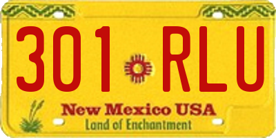 NM license plate 301RLU